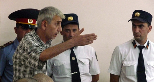 Подсудимый по делу "Марша миллиона масок" Шант Арутюнян на заседании суда. Фото Армине Мартиросян для "Кавказского узла"