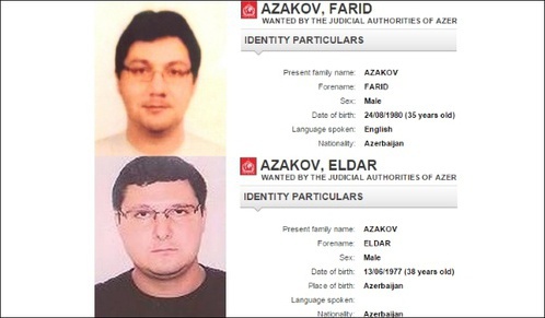 Эльдар и Фарид Азаковы в базе данных Интерпола. Фото: Interpol.int Эльдар и Фарид Азаковы в базе данных Интерпола. Фото: Interpol.int