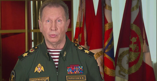 Виктор Золотов. Кадр из видео пользователя Федеральная служба войск национальной гвардии Российской Федерации (Росгвардия)https://www.youtube.com/channel/UC-TedW7Z_ekP-5gY4DWdzmw Виктор Золотов. Кадр из видео пользователя Федеральная служба войск национальной гвардии Российской Федерации (Росгвардия)https://www.youtube.com/channel/UC-TedW7Z_ekP-5gY4DWdzmw