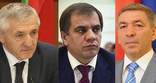 Шахабас Шахов, Раюдин Юсуфов и Абдусамад Гамидов (слева направо). Коллаж "Кавказского узла" Фото www.president.e-dag.ru , https://ru.wikipedia.org/wiki/Шахов,_Шахабас_Курамагомедович , Пресс-служба главы Дагестана
