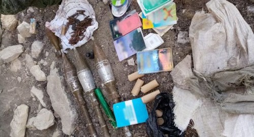 Тайник с боеприпасами в Дагестане. Фото пресс-службы Рсогвардии 

