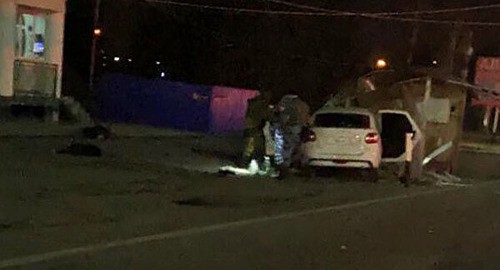 На месте нападения на пост ДПС в Магасе. 31 января 2021 г. Скриншот видео The Magas Times