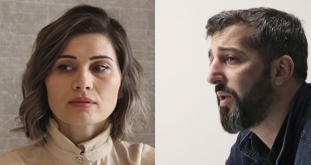 Самира Байрамова и Джейхун Мухаммедали на улицах Тбилиси. Коллаж "Кавказского узла с испоьзованием иллюстраций Meydan.TV Самира Байрамова и Джейхун Мухаммедали на улицах Тбилиси. Коллаж "Кавказского узла с испоьзованием иллюстраций Meydan.TV