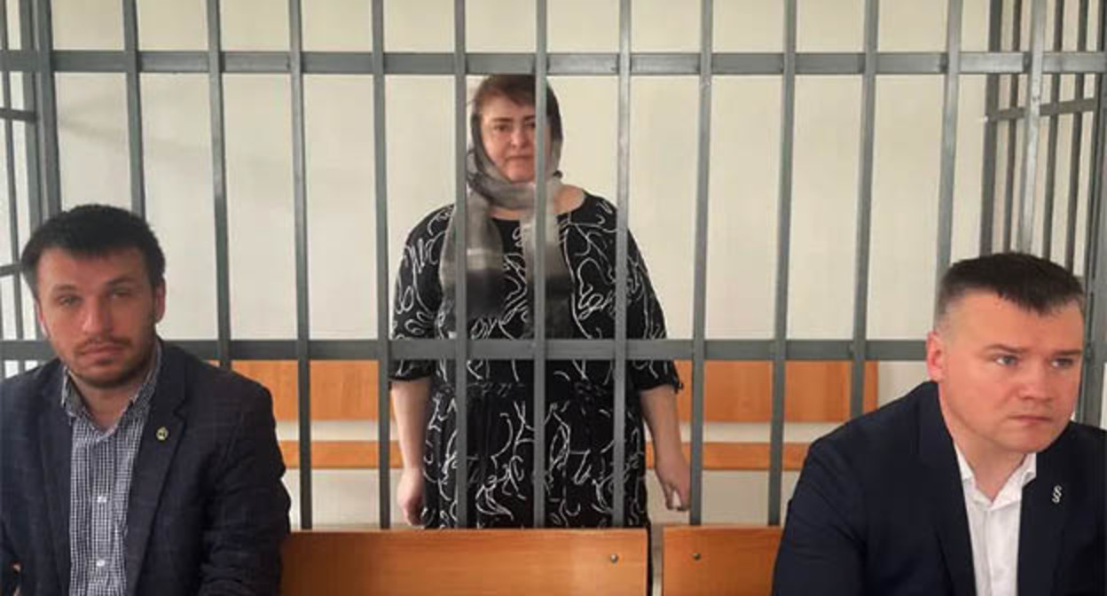 Зарема Мусаева в зале суда. Фото: Телеграм-канал Кровавая барыня

