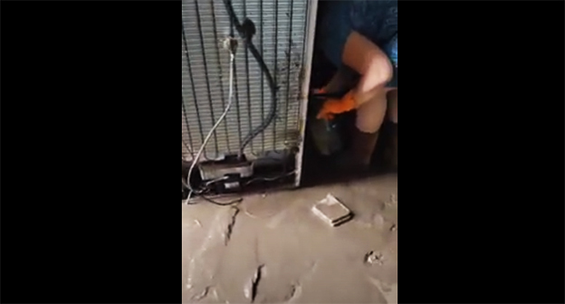 Дом, пострадавший от потопа в Новомихайловском. Скриншот видео корреспондента "Кавказского узла" Дом, пострадавший от потопа в Новомихайловском. Скриншот видео корреспондента "Кавказского узла"