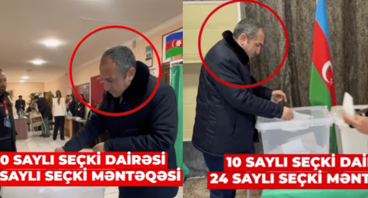 Пример "карусели" на выборах в Азербайджане - голосование одного человека на двух участках. Стоп-кадр видео из YouTube-канала Meydan TV от 07.02.24, https://www.youtube.com/shorts/BIzenRmYn74 Пример "карусели" на выборах в Азербайджане - голосование одного человека на двух участках. Стоп-кадр видео из YouTube-канала Meydan TV от 07.02.24, https://www.youtube.com/shorts/BIzenRmYn74