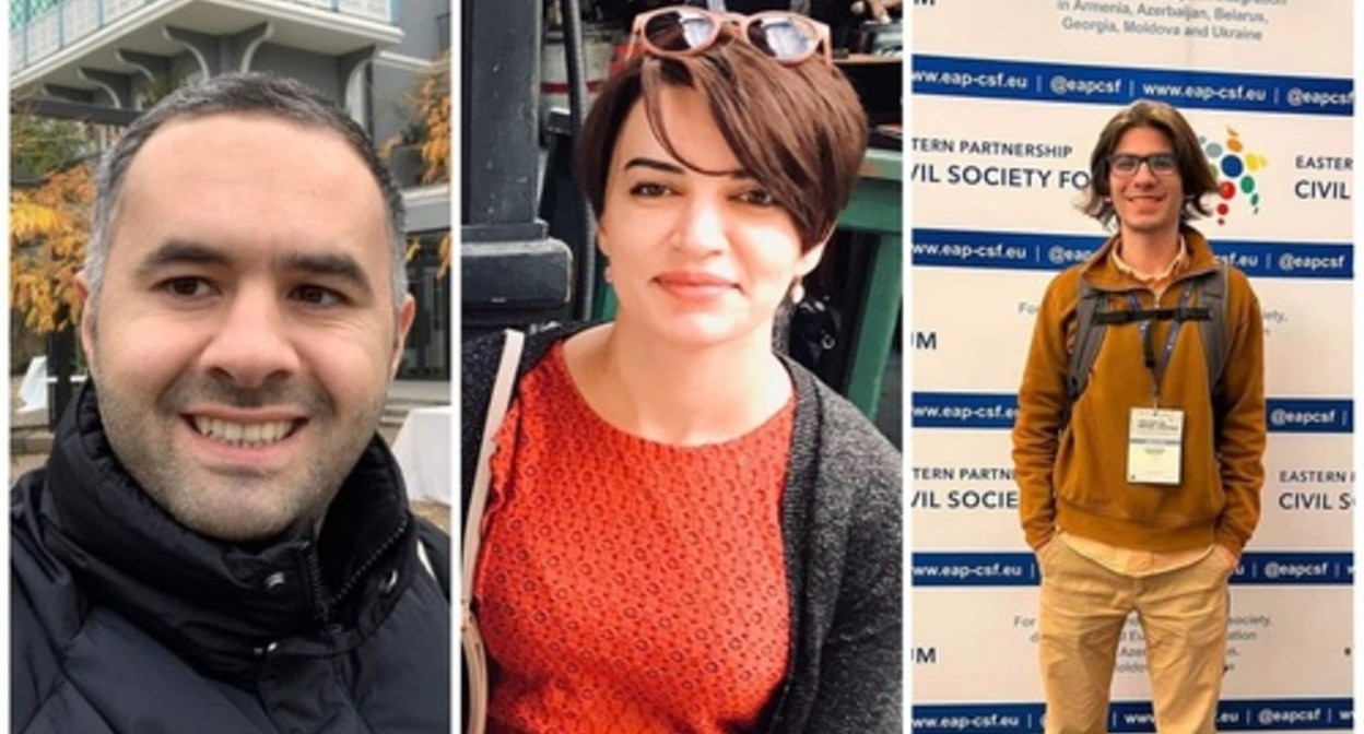 Ульви Гасанли, Севиндж Вагифгызы и Мохаммед Кекалов (слева направо). Фото: https://abzas.org/ Ульви Гасанли, Севиндж Вагифгызы и Мохаммед Кекалов (слева направо). Фото: https://abzas.org/