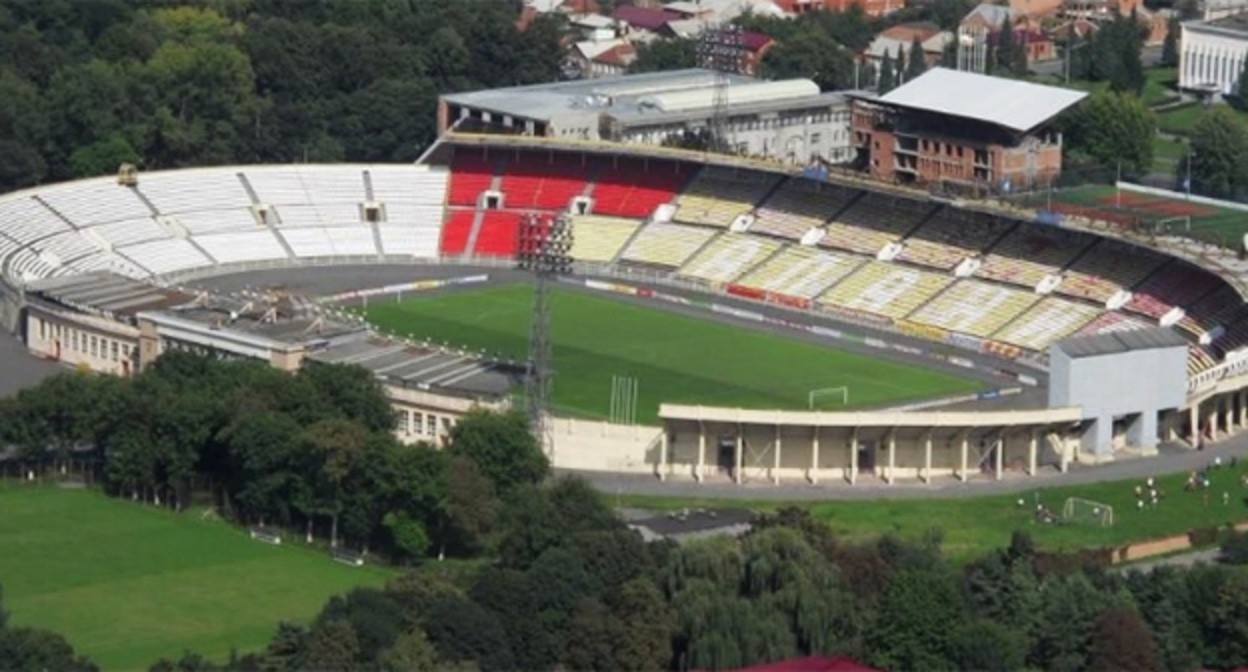 Стадион "Спартак". Фото с сайта ФК "Алания" https://spartak-vladikavkaz.ru/stadium Стадион "Спартак". Фото с сайта ФК "Алания" https://spartak-vladikavkaz.ru/stadium