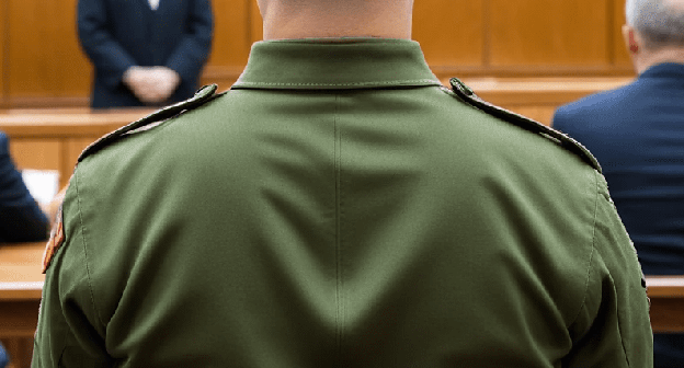 Военнослужащий в зале суда. Иллюстрация "Кавказского узла", созданная при помощи программы Copilot Военнослужащий в зале суда. Иллюстрация "Кавказского узла", созданная при помощи программы Copilot