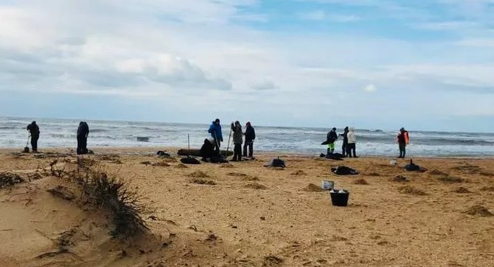 Уборка мазута на пляже в Краснодарском крае. Фото: оперштаб Краснодарского край Уборка мазута на пляже в Краснодарском крае. Фото: оперштаб Краснодарского край