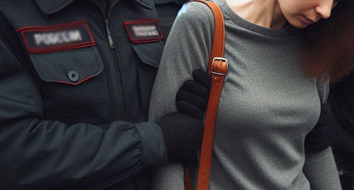 Полицейский задерживает девушку. Иллюстрация создана «Кавказским узлом» с помощью ИИ в программе Copilot