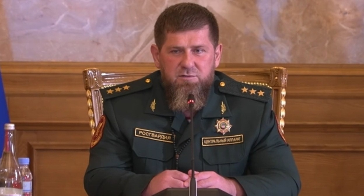 Рамзан Кадыров на совещании 8 апреля. Кадр видео пресс-службы Кадырова https://t.me/RKadyrov_95/5636