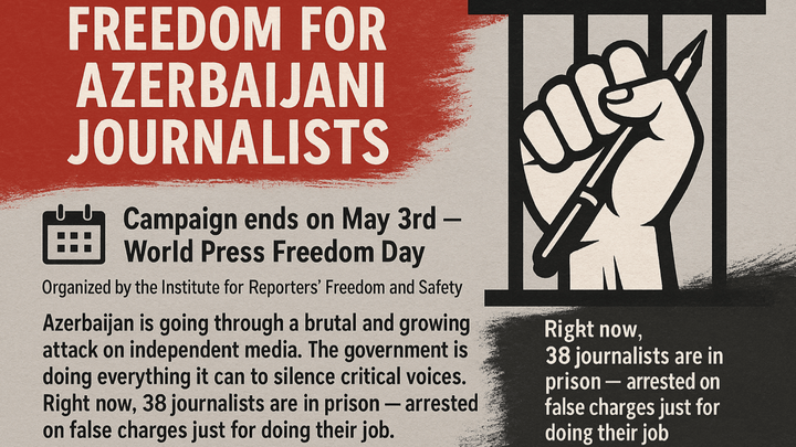 Баннер кампании на сайте GoFundMe. https://www.gofundme.com/f/freedom-for-azerbaijani-journalists?attribution_id=sl:e20306fc-12ee-4de7-84ab-5373228518f1&lang=en_US&utm_campaign=fp_sharesheet&utm_medium=customer&utm_source=copy_link Баннер кампании на сайте GoFundMe. https://www.gofundme.com/f/freedom-for-azerbaijani-journalists?attribution_id=sl:e20306fc-12ee-4de7-84ab-5373228518f1&lang=en_US&utm_campaign=fp_sharesheet&utm_medium=customer&utm_source=copy_link