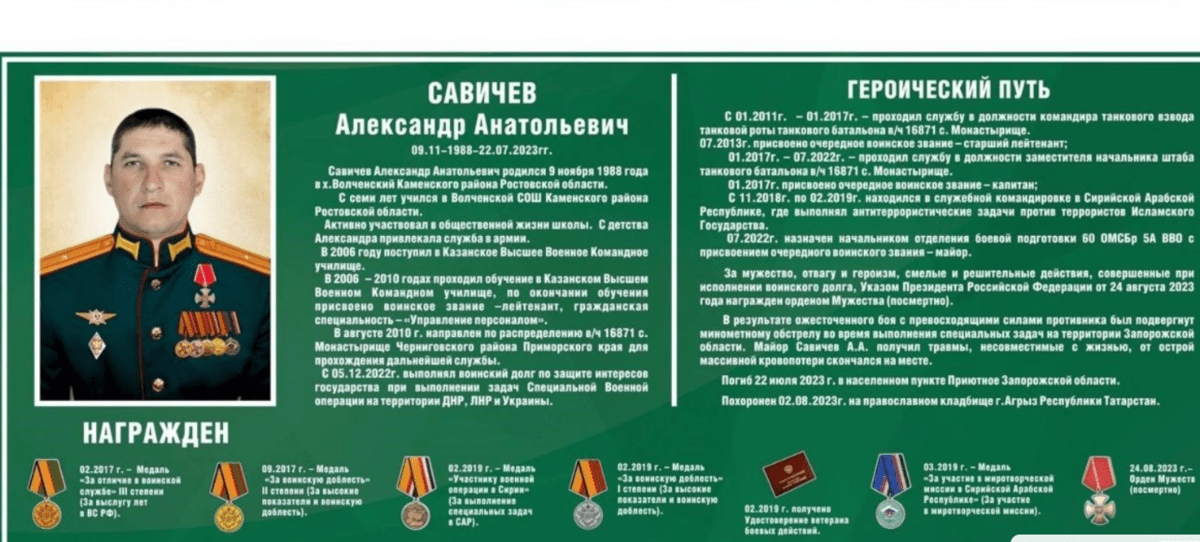 Информация об Александре Савичеве. Скриншот фото из Telegram-канала администрации Каменского района от 11.04.25, https://t.me/Kamadmray/10652?single Информация об Александре Савичеве. Скриншот фото из Telegram-канала администрации Каменского района от 11.04.25, https://t.me/Kamadmray/10652?single