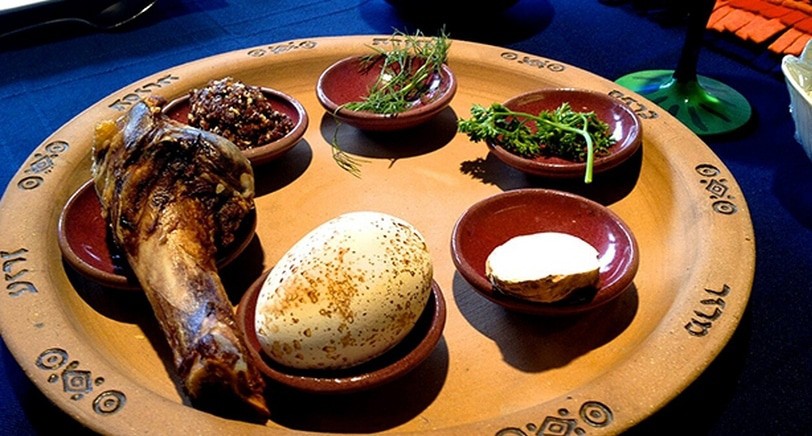 Тарелка для седера (праздничной трапезы) на Песах. Фото: Khane Rokhl Barazani https://ru.wikipedia.org/