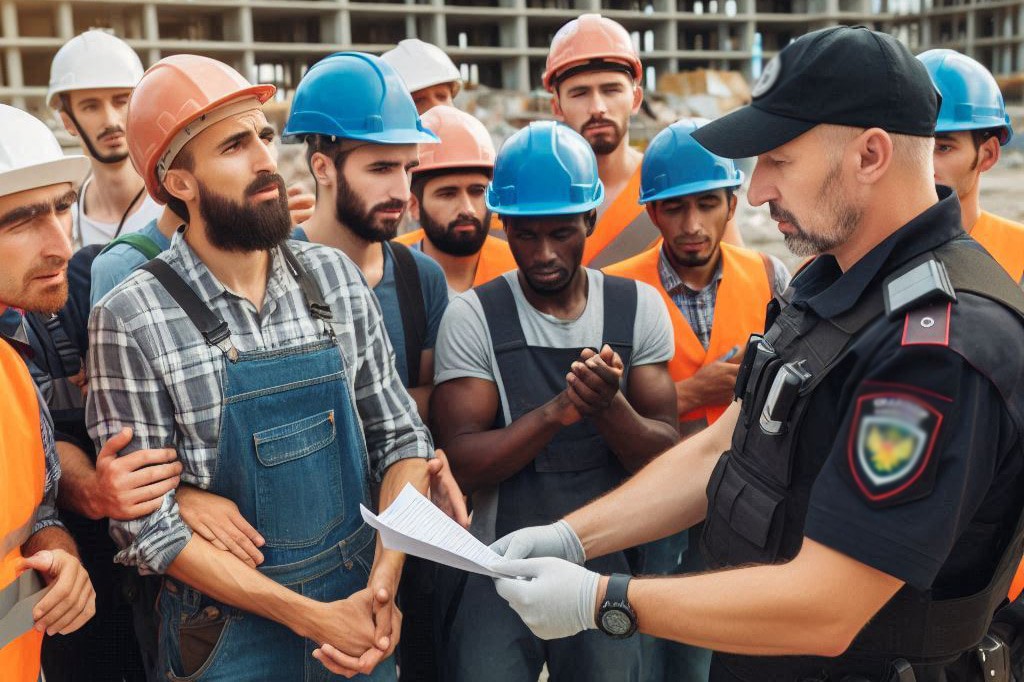 Полицейский проверяет документы. Иллюстрация создана "Кавказским узлом" с помощью ИИ в программе Copilot