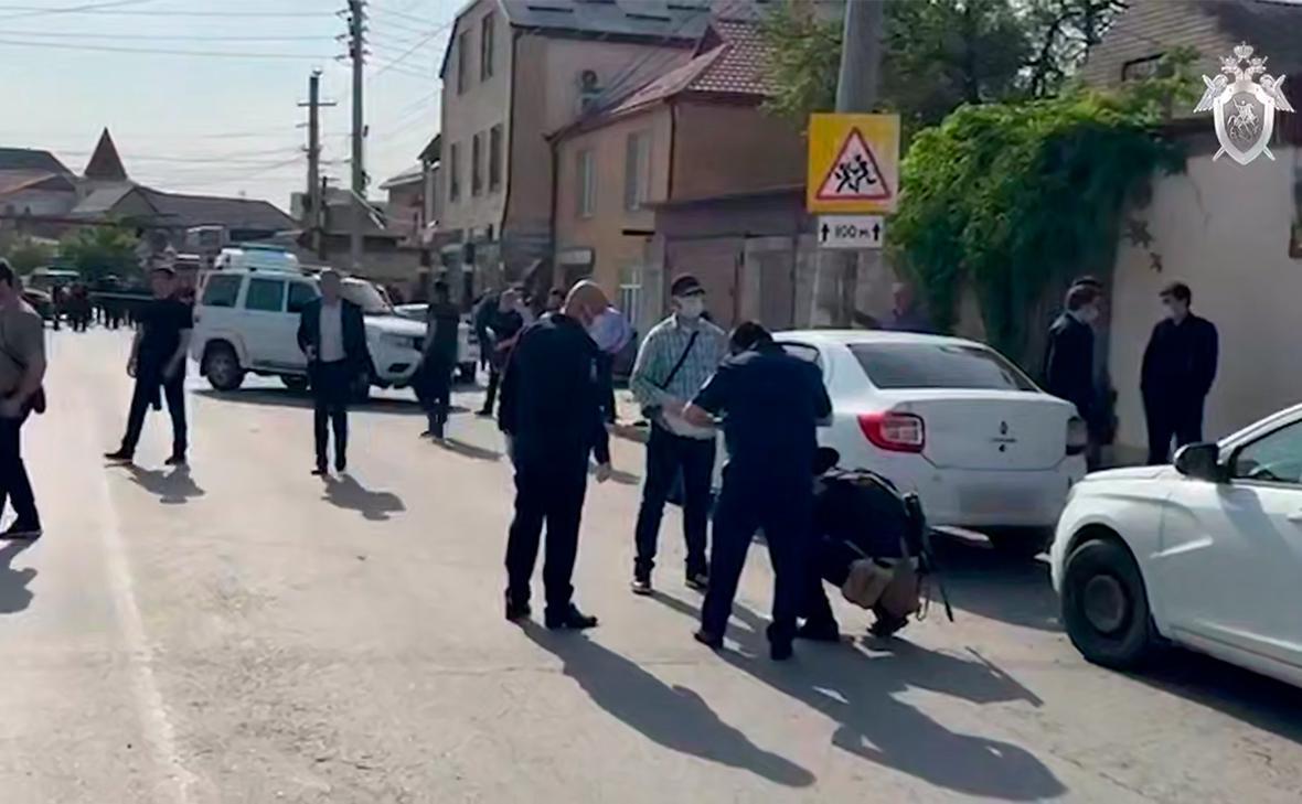 На месте перестрелки в Махачкале. 5 мая 2025 г. Скриншот видео Следком РФ