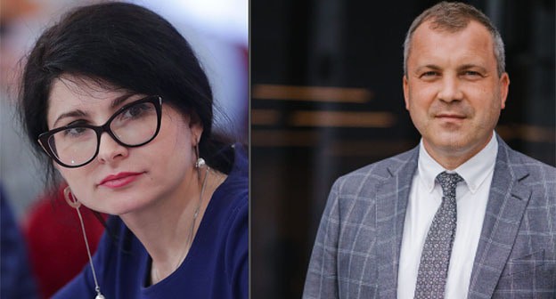 Ева Меркачева и Евгений Попов. Коллаж "Кавкаского узла". Фото: Duma.gov.ru https://popov2026.ru/bio