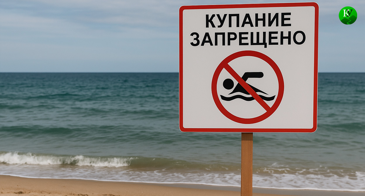 Табличка "купание запрещено". Иллюстрация создана "Кавказским узлом" с помощью ИИ в программе Copilot