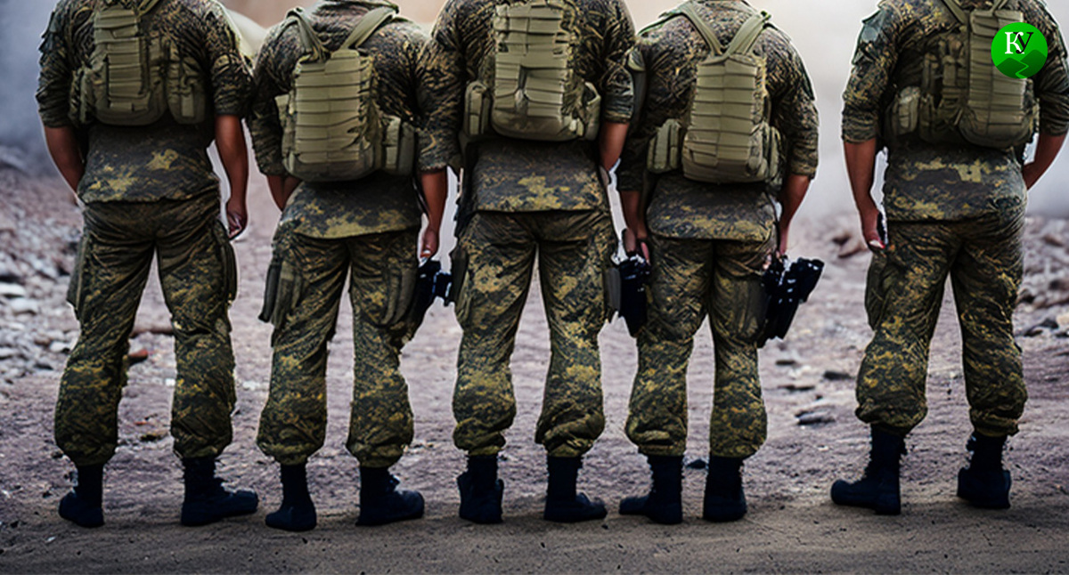 Военные на СВО. Иллюстрация создана «Кавказским узлом» с помощью ИИ в программе Copilot