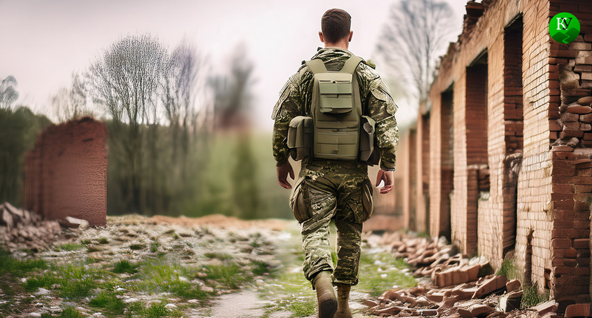 Военный на СВО. Иллюстрация создана "Кавказским узлом" с помощью ИИ в программе Photoshop