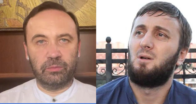 Илья Пономарев (слева) и Умар Саситлинский. Коллаж "Кавказского узла". Скриншот видео https://www.youtube.com/watch?v=tRgtATwW4XI https://memorialcenter.org/