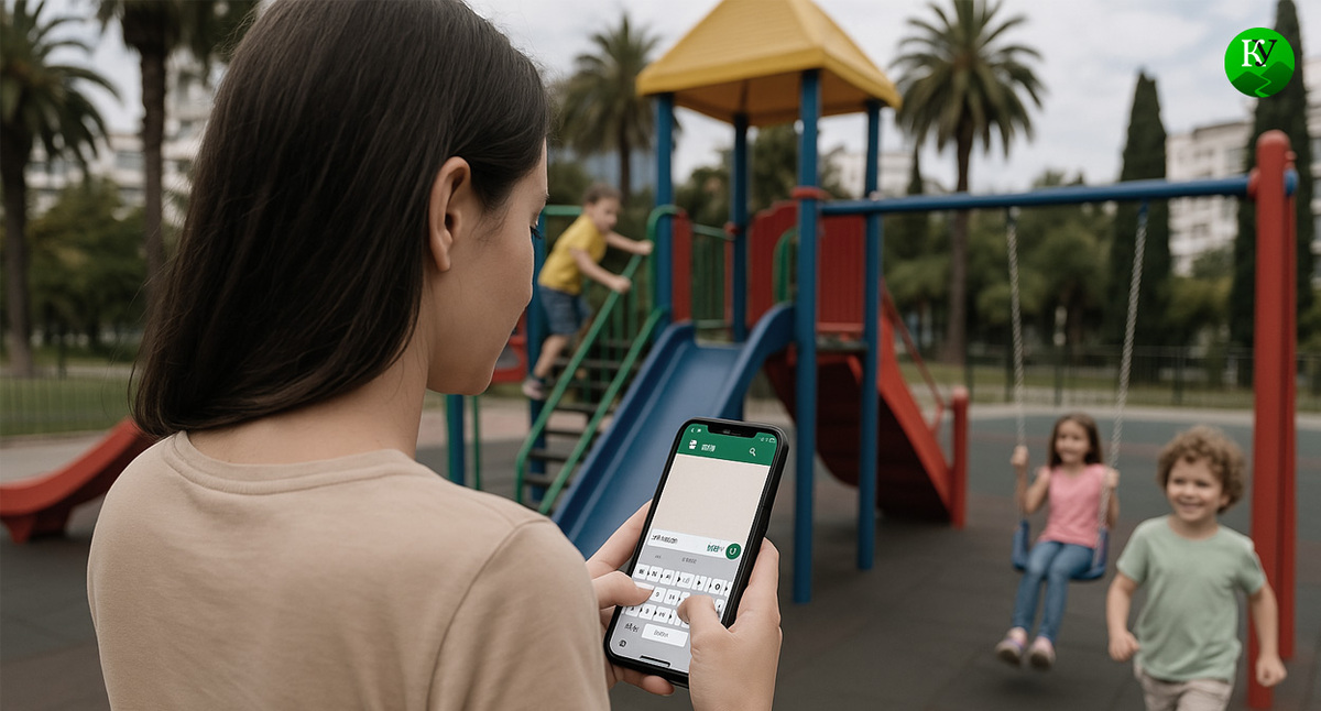 Женщина переписывается в мессенджере. Иллюстрация создана "Кавказским узлом" с помощью ИИ в программе Copilot