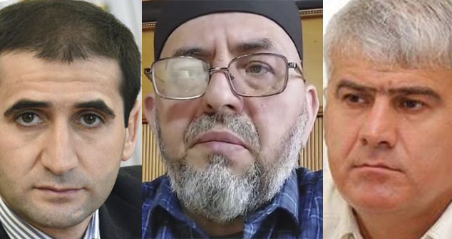 Марат Алияров, Юнус Исрапилов, Шамиль Хадулаев (слева направо). Коллаж "Кавказского узла". Скриншот видео https://t.me/dagminnac/12056. Фото: https://izberbash-info.ru/, https://t.me/marataliyarov/3083