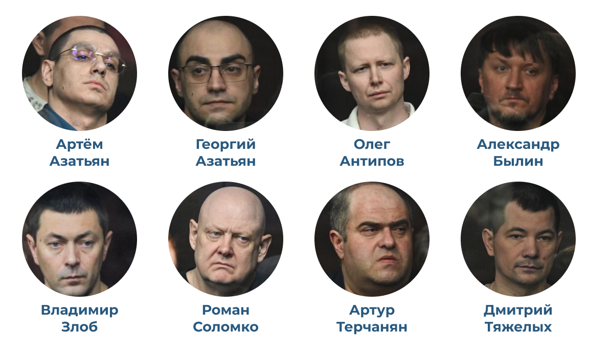 Обвиняемые в подрыве Крымского моста. Фото: "Поддержка политзеков. Мемориал"*.  