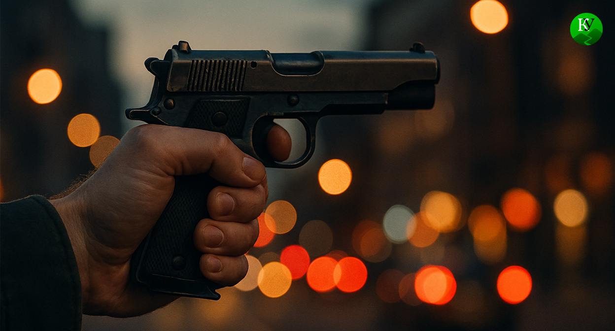 Мужская рука с пистолетом. Иллюстрация создана "Кавказским узлом" с помощью ИИ в программе Copilot