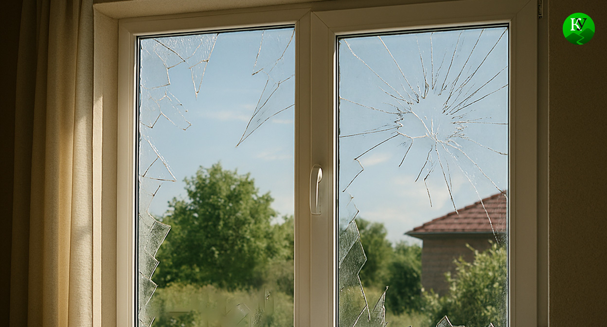 Выбитые окна. Иллюстрация создана «Кавказским узлом» с помощью ИИ в программе Copilot