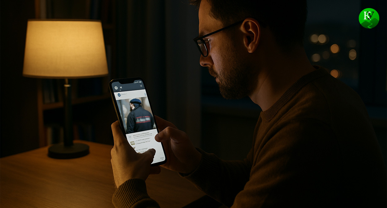 Мужчина оставляет комментарий. Иллюстрация создана «Кавказским узлом» с помощью ИИ в программе Copilot