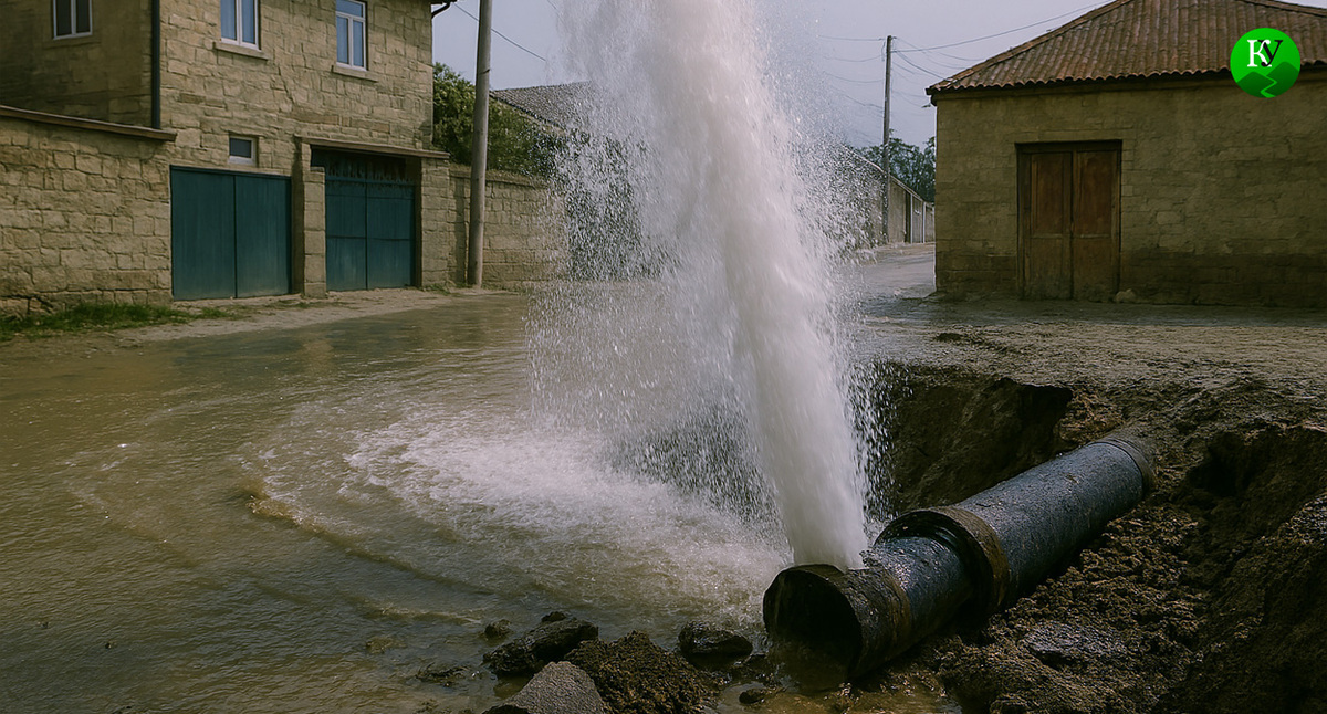 Авария на водопроводных сетях. Иллюстрация создана «Кавказским узлом» с помощью ИИ в программе Copilot
