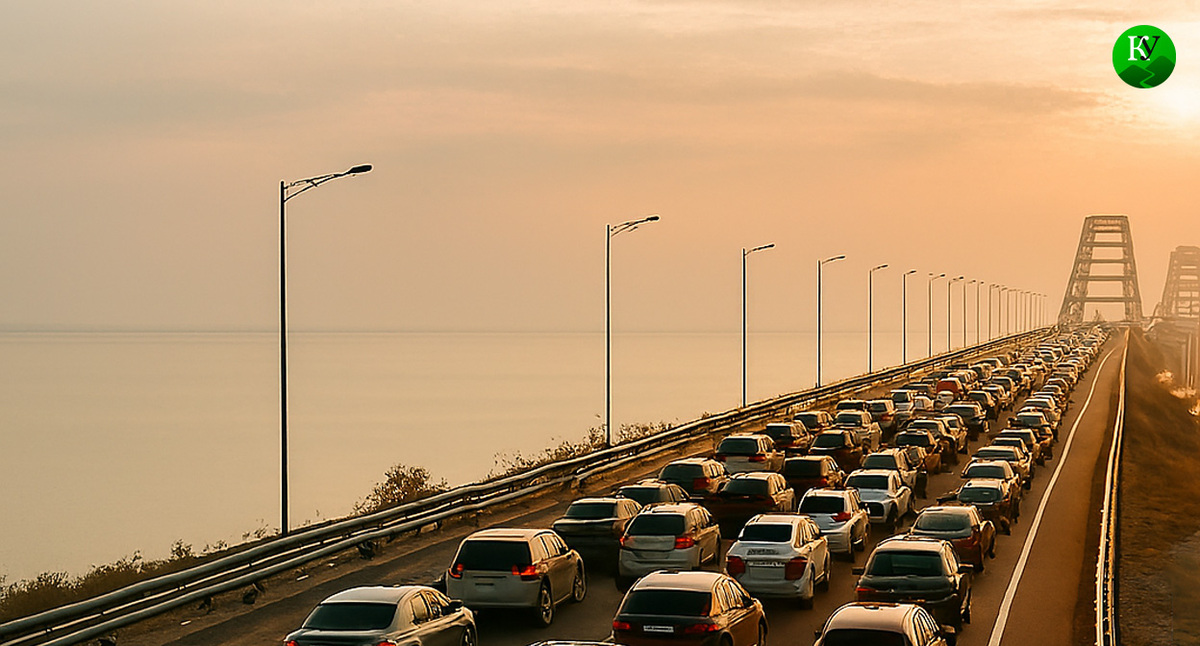 Пробка на мосту. Иллюстрация создана "Кавказским узлом" с помощью ИИ в программе Copilot