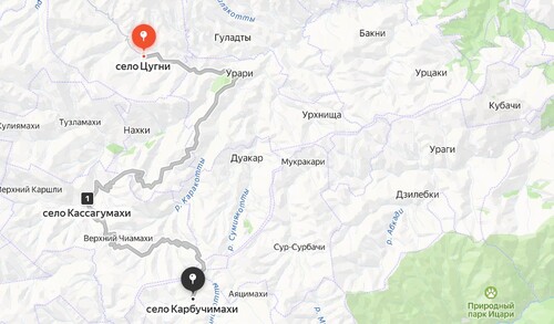 Скриншот "Яндекс Карт" https://yandex.ru/maps/?ll=47.507707%2C42.060575&mode=routes&rtext=42.107798%2C47.403550~42.048035%2C47.372279~42.007038%2C47.430652&rtt=auto&ruri=ymapsbm1%3A%2F%2Fgeo%3Fdata%3DCgg1MzEyMDc0NRKSAdCg0L7RgdGB0LjRjywg0KDQtdGB0L_Rg9Cx0LvQuNC60LAg0JTQsNCz0LXRgdGC0LDQvSwg0JDQutGD0YjQuNC90YHQutC40Lkg0YDQsNC50L7QvSwg0YHQtdC70YzRgdC-0LLQtdGCINCm0YPQs9C90LjQvdGB0LrQuNC5LCDRgdC10LvQviDQptGD0LPQvdC4IgoNPZ09QhVjbihC~~ymapsbm1%3A%2F%2Fgeo%3Fdata%3DCgg1MzEyMDg0OBJ50KDQvtGB0YHQuNGPLCDQoNC10YHQv9GD0LHQu9C40LrQsCDQlNCw0LPQtdGB0YLQsNC9LCDQlNCw0YXQsNC00LDQtdCy0YHQutC40Lkg0YDQsNC50L7QvSwg0YHQtdC70L4g0JrQsNGA0LHRg9GH0LjQvNCw0YXQuCIKDf64PUIVNgcoQg%2C%2C&z=11.73