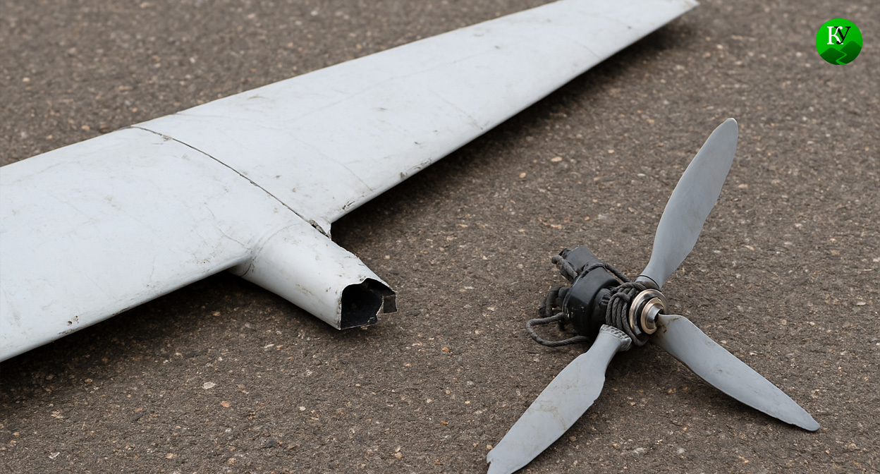 Обломки БПЛА. Иллюстрация создана «Кавказским узлом» с помощью ИИ в программе Copilot 