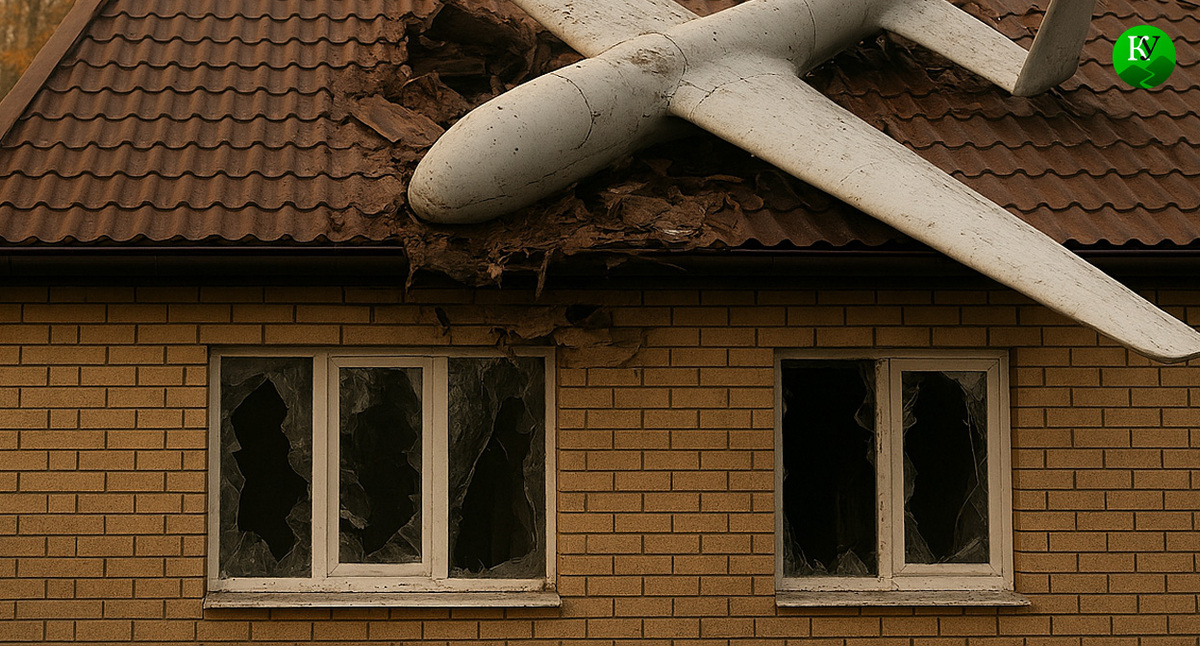 БПЛА на крыше частного дома. Иллюстрация создана «Кавказским узлом» с помощью ИИ в программе Copilot