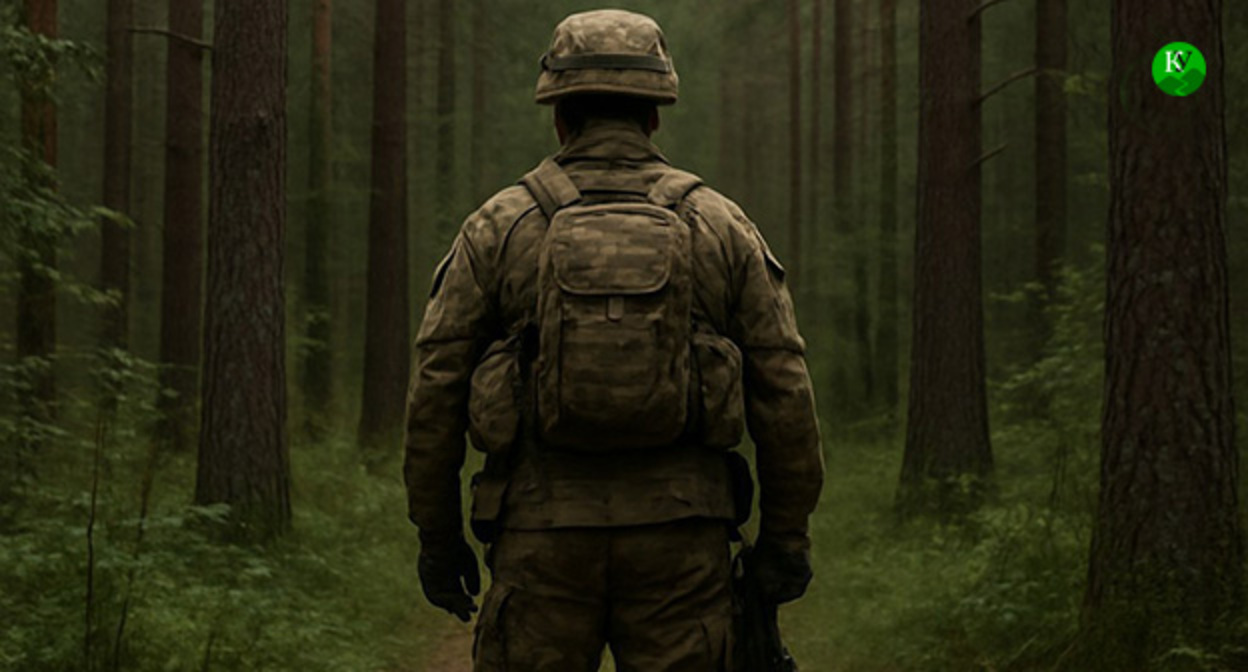 Военнослужащий. Иллюстрация "Кавказского узла" созданная ИИ при помощи программы Copilot