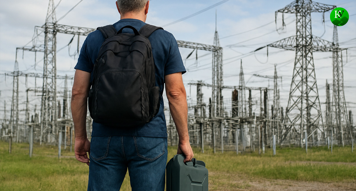 Мужчина с канистрой. Иллюстрация создана «Кавказским узлом» с помощью ИИ в программе Copilot