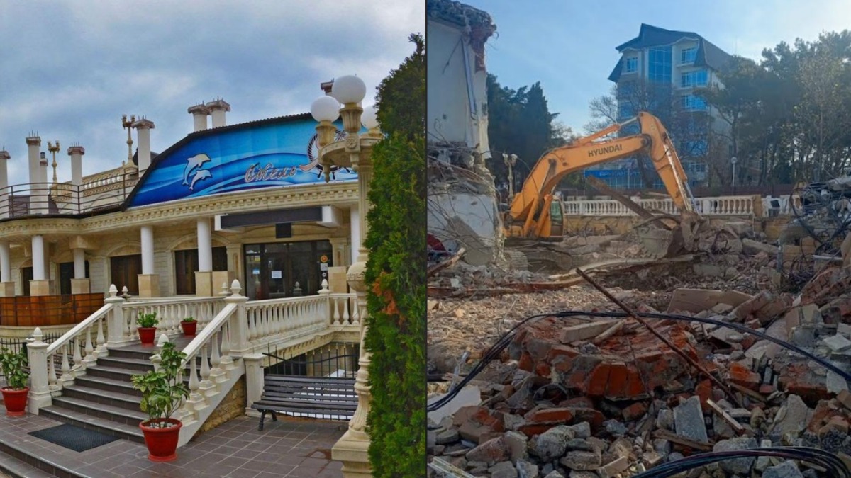 Снос гостиницы "Яхта" завершен сегодня. Фото предоставлены "Кавказскому узлу" Сергеем Шмелевым.