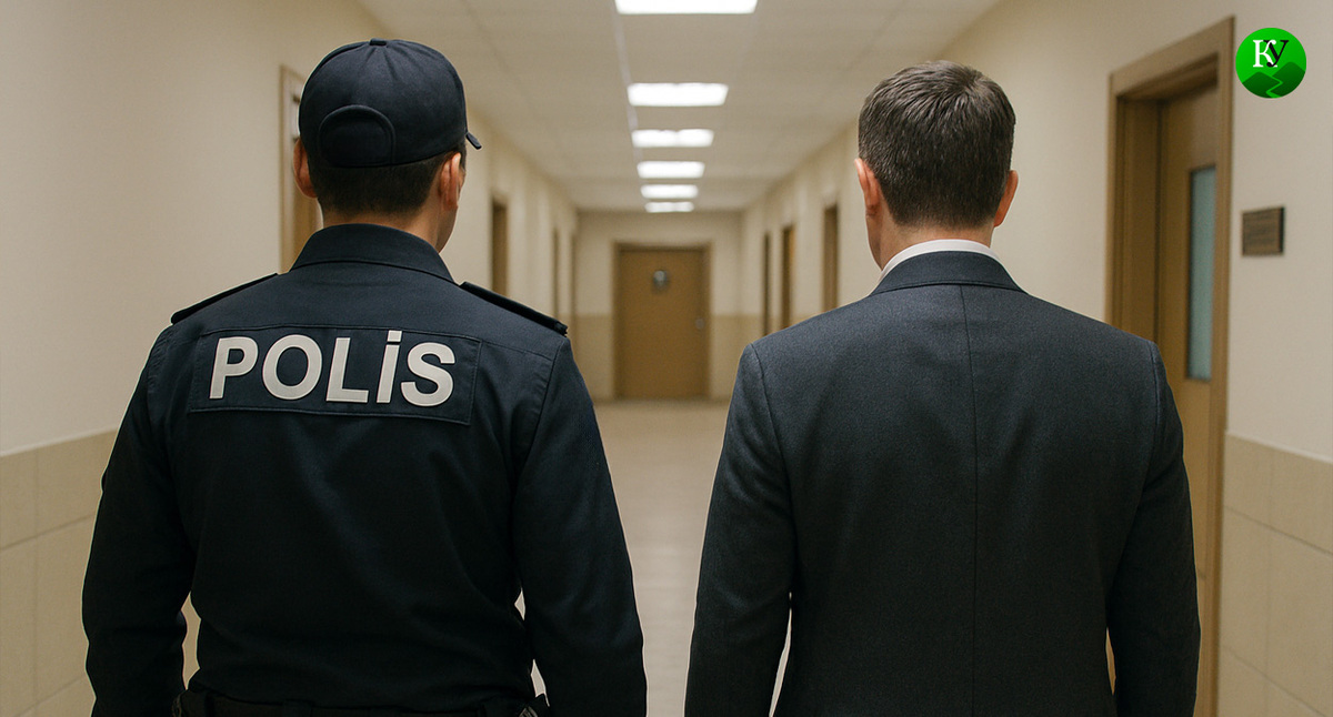 Политика ведут на допрос. Иллюстрация создана «Кавказским узлом» с помощью ИИ в программе Copilot