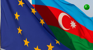 Флаги ЕС и Азербайджана. Иллюстрация 