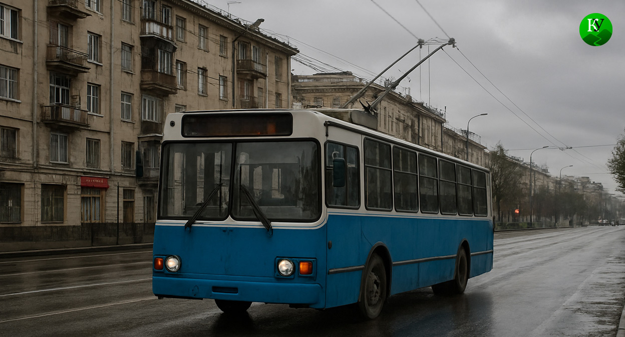 Троллейбус в Махачкале. Иллюстрация создана «Кавказским узлом» с помощью ИИ в программе Copilot