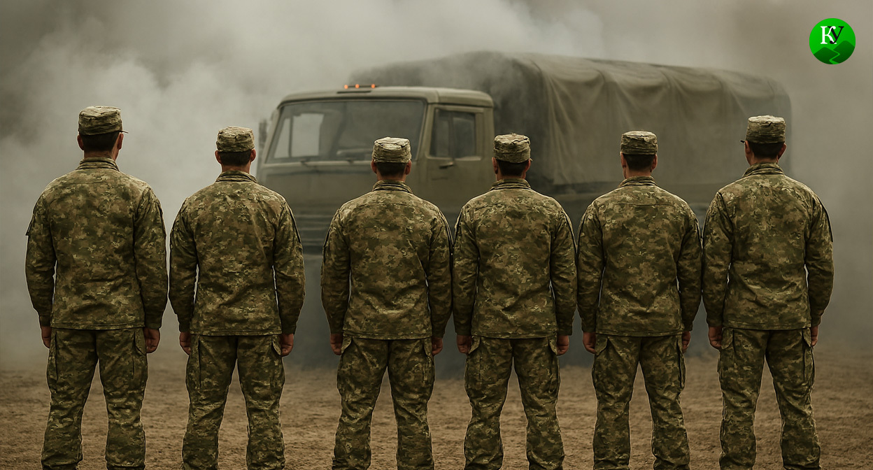 Военнослужащие Северо-восточного военного округа.Иллюстрация создана "Кавказским узлом" с использованием ИИ в программе Copilot.