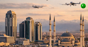 Беспилотники летят над Грозным. Иллюстрация создана 