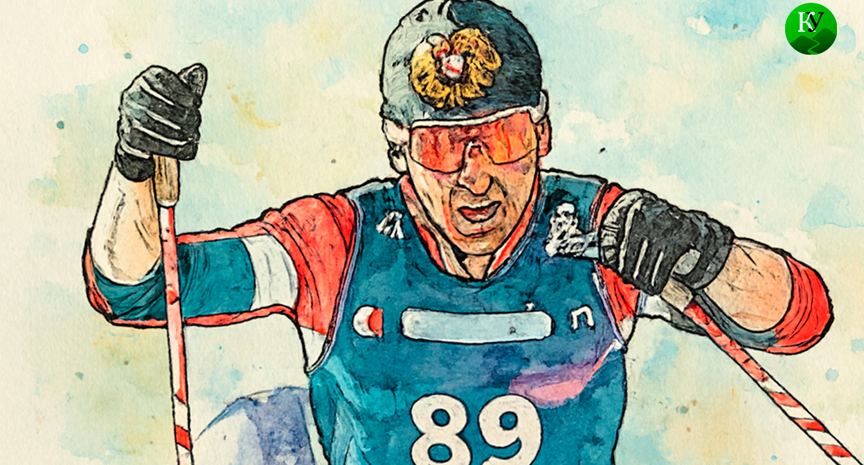 Армянский лыжник. Иллюстрация создана «Кавказским узлом» с помощью ИИ в программе Copilot