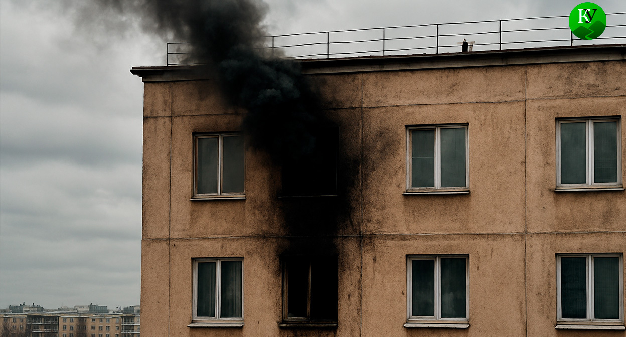 Поврежденная многоэтажка. Иллюстрация создана «Кавказским узлом» с помощью ИИ в программе Copilot