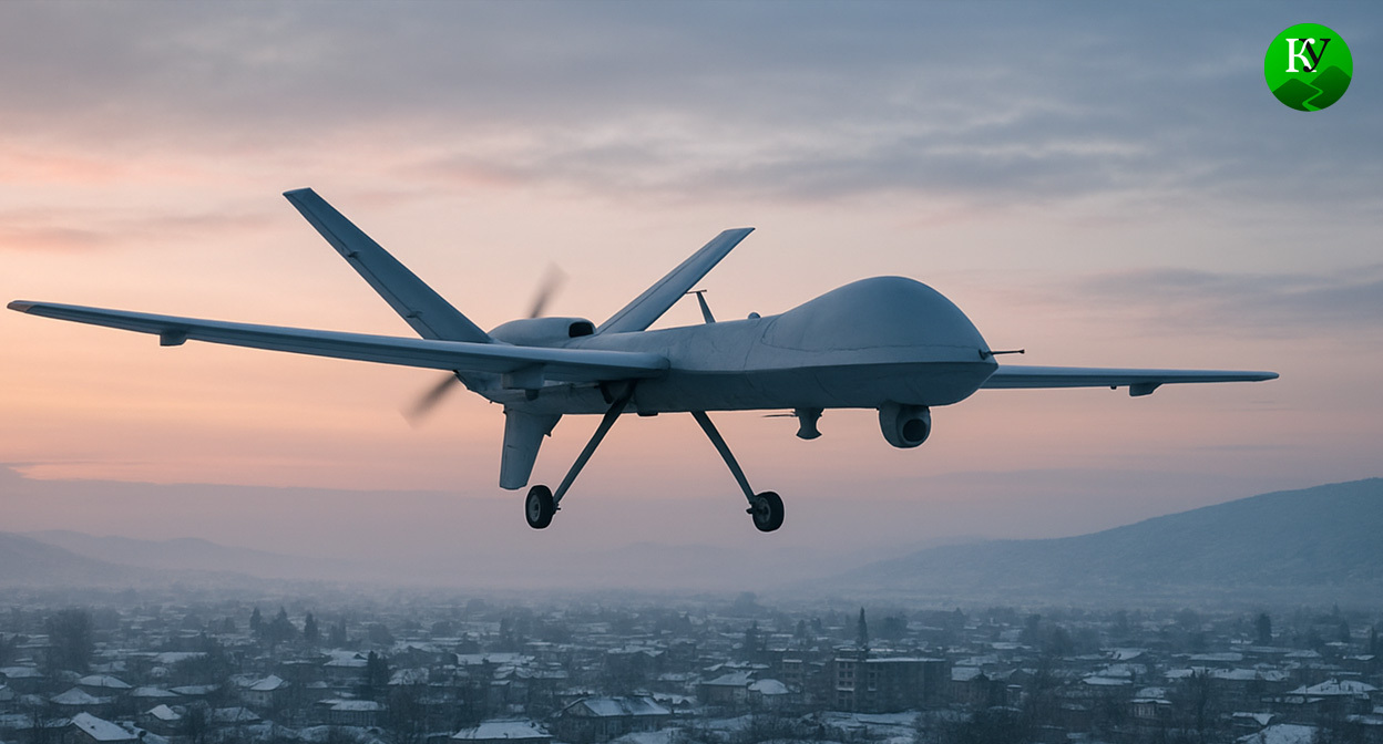 БПЛА в полете. Иллюстрация создана «Кавказским узлом» с помощью ИИ в программе Copilot