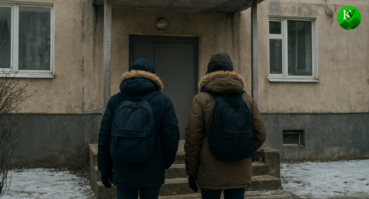 Жильцы дома у подъезда. Иллюстрация создана «Кавказским узлом» с помощью ИИ в программе Copilot