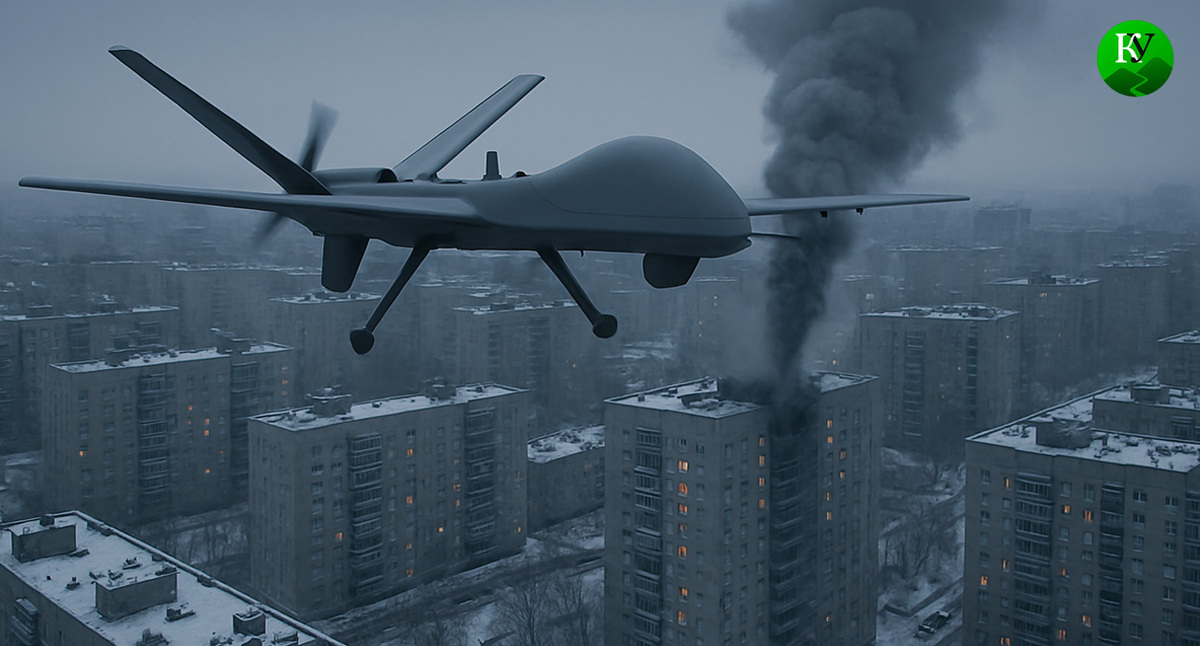 БПЛА над городом. Иллюстрация создана «Кавказским узлом» с помощью ИИ в программе Copilot БПЛА над городом. Иллюстрация создана «Кавказским узлом» с помощью ИИ в программе Copilot
